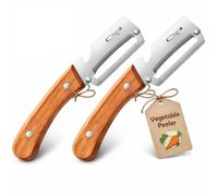 WPDUIODF Pelador De Verduras Multifuncional, Pelador De Verduras Premium con Mango De Madera Y Abridor De Botellas, Pelado Seguro De Una Sola Hoja Premium, For Cocina(2Pcs)