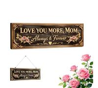 WPDUIODF Te Amo Más, Mamá - Siempre Y For Siempre Colgante De Puerta, Placa Decorativa Floral Vintage, Letreros De Sentimiento Cálido, Placa Decorativa De Metal sobre La Puerta(8 * 3 in)