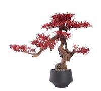 wpenshiDM125 Árbol de bonsái Artificial en Maceta, Plantas Pino imitación, árbol Hoja, Arce Rojo, decoración Escritorio Zen for Interior, hogar y Oficina Árbol Artificial para terraza