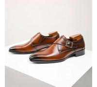 WPFDDP Zapatos de Cuero de Vaca para Hombre, Zapatos de Vestir con Hebilla en Punta, Zapatos clásicos para Negocios, Formales, sociales, para Oficina, Fiestas, Bodas