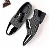 WPFDDP Zapatos de Vestir clásicos de Tendencia para Hombres, Zapatos Oxford de Charol con Cordones, Zapatos Formales de Cuero Negro para Bodas y Fiestas