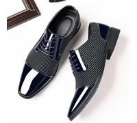 WPFDDP Zapatos de Vestir clásicos de Tendencia para Hombres, Zapatos Oxford de Charol con Cordones, Zapatos Formales de Cuero Negro para Bodas y Fiestas