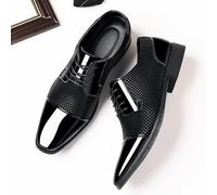 WPFDDP Zapatos de Vestir clásicos de Tendencia para Hombres, Zapatos Oxford de Charol con Cordones, Zapatos Formales de Cuero Negro para Bodas y Fiestas