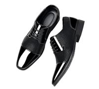 WPFDDP Zapatos de Vestir clásicos de Tendencia para Hombres, Zapatos Oxford de Charol con Cordones, Zapatos Formales de Cuero Negro para Bodas y Fiestas