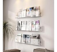 WPJBDS Paquete De 3 Estantes para Literatura De Catálogo, Soporte para Folletos De Acrílico para Montaje En Pared, 3 Niveles Estante/estantería para Almacenamiento De Literatura,Length 100cm/39inch