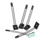 WPKD BLUEIY 50 Uds Clips ajustables autoadhesivos diseño escalonado abrazadera de alambre organizador negro blanco ACT17 tamaño pequeño para uso en el hogar y la Oficina (Negra)