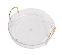 WPKD BLUEIY Bandeja de almacenamiento redonda, giratoria de 360 grados, impermeable, transparente, organizador de escritorio con asas dobles para dormitorio, baño, color blanco