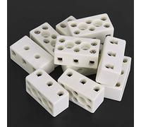 WPKD BLUEIY Bloques de Terminales de Cerámica de 3 Vías, 10 Piezas 24A 450V-600V Piezas de Zócalo de Conector de Cable de Bloque de Terminales de Cerámica de Porcelana Resistente a Altas