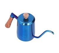 WPKD BLUEIY Cafetera manual de acero inoxidable de 600 ml, hervidor de cuello de cisne con boquilla larga y estrecha y mango de madera, azul, ideal para verter sobre la preparación