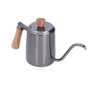 WPKD BLUEIY Cafetera manual de acero inoxidable de 600 ml, hervidor de cuello de cisne con boquilla larga y estrecha y mango de madera, color gris, ideal para verter sobre la preparación