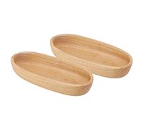 WPKD BLUEIY Juego de 2 bandejas ovaladas de madera, plato de frutas de madera de goma, diseño simple, cuenco de comedor, 35 x 25 x 3,5 cm, acabado