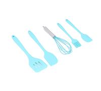 WPKD BLUEIY Juego de 5 utensilios de cocina de silicona, resistentes al calor y fáciles de limpiar, kit de utensilios de cocina, color azul