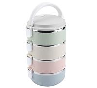 WPKD BLUEIY Lonchera de acero inoxidable de 4 capas, contenedor Bento, contenedor apilable para alimentos, a prueba de fugas, 2.8 L, preparación de comidas para adultos, trabajo, picnic (10.4 x 6.5