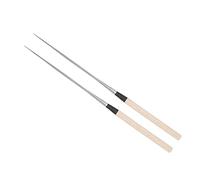 WPKD BLUEIY Palillos de acero inoxidable, palillos japoneses para sushi con mango de madera, 23 cm de largo, juego de 2, ideal para sushi y asiático