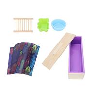 WPKD BLUEIY Pastel de silicona de 4 rejillas, vela aromática ovalada hecha a mano para hornear, molde para hacer jabón, incluye caja de madera, morado, suministros para hornear