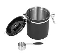WPKD BLUEIY Recipiente de acero inoxidable 304 de 1,5 l, para café y té, contenedor de almacenamiento de alimentos con cuchara, color negro, tarro de almacenamiento hermético para café y té