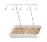 WPKD BLUEIY Soporte de joyería de escritorio, organizador de joyas multifuncional de polipropileno que ahorra espacio para aretes, collares, pulseras, color blanco, diseño compacto para uso doméstico