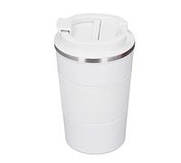 WPKD BLUEIY Taza de café aislada al vacío de acero inoxidable de 380 ml, a prueba de fugas, con funda de silicona y tapa para coche de viaje, taza térmica de viaje, taza de café
