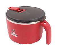 WPKD BLUEIY Tazón de fideos instantáneos de acero inoxidable, gran capacidad de 1300 ml con tapa, taza de sopa de drenaje, color rojo, ideal para uso en dormitorio y oficina, acero inoxidable 304