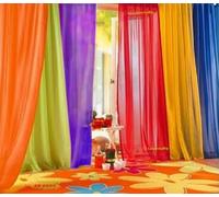 WPM - Juego de 6 Cortinas Transparentes de Arco Iris para Ventana, telón de Fondo Colorido para Sala de Juegos, guardería, Dormitorio y más, Color Lima, Naranja, Rojo, Morado, Amarillo Brillante
