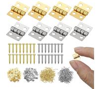 WPPQWP 100 bisagras pequeñas pequeñas con 400 clavos, 10 x 8 mm, bisagras plegables, pequeñas de latón para manualidades, para madera, casa de muñecas, bricolaje, artesanía, joyero de madera, dorado y