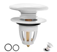 WPPQWP Tapón de desagüe de cerámica, pop up con cesta antiobstrucción, universal, para lavabo superior, tapón de bañera (blanco, diámetro 34-40 mm)