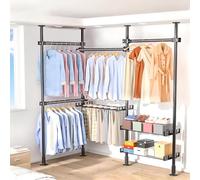 WPPTNSFY Perchero de Ropa Telescópico Altura Ajustable, Telescópico de Almacenamiento de Ropa, Ancho Ajustable y Altura, para Vestidor de Dormitorio