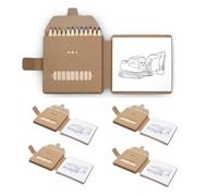 WPRO Juego de pintura infantil de 4 unidades con lápices de colores e imágenes para colorear; juego de viaje de cartón reciclado; compacto para restaurante Theo