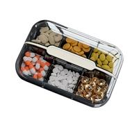 Wpsagek Caja de medicamentos para viajes, organizador de 6 rejillas para medicamentos, botella de pastillas de viaje para viajes, uso diario, hogares, hoteles
