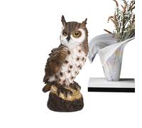 Wpsagek Estatua de búho, búho de jardín, acción realista de miedo de animales con expresión seria para balcón, patio, porche, techo, estanque, patio, césped, chimenea, chimenea, alberca