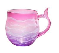 Wpsagek Taza de vidrio | Vasos de olas de mar | Tazas de bebidas, decoración de mesa de café | para bebidas frías y calientes, leche, agua, jugo, decoración del hogar, oficina, dormitorio, restaurante