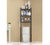 WPT Almacenamiento sobre el inodoro, organizador de baño de 3 niveles con estantes, estante de inodoro que ahorra espacio, acero inoxidable, fácil de montar, color negro