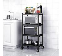 WPT Estante de Almacenamiento de Cocina Baker's Rack utilitario para microondas con Ruedas, Organizador Ajustable de 4 Niveles, Acero Inoxidable