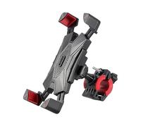 WpTrick Soporte Móvil Moto para Peugeot Metropolis 400i RS, Soporte Teléfono Manillar, Porta Móvil Scooter, Antivibración Bloqueo Automático, 360° Rotación Robusto,Black+Red-A