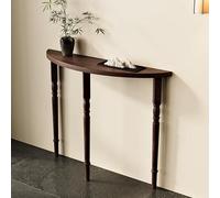 WPWSDWMX Mesa Consola Semicircular con Patas Resistentes, Mesa Auxiliar Semicircular de Madera Maciza con Bordes Redondeados, Ideal para Pasillo, Vestíbulo(Brown,80 * 80cm)