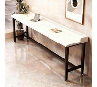 WPWSDWMX Mesa de Bar con Tablero de Madera Maciza y Estructura Metálica, Estilo Industrial, Ideal para Bistrós, Cafeterías y Salas de Descanso(White,160cm/63in)