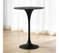 WPWSDWMX Mesa de Bar Redonda de 105 cm de Altura, Pequeña Mesa de Balcón de Hierro y Madera Maciza, Espacios Reducidos para 2 Personas(Black,50cm/20in)