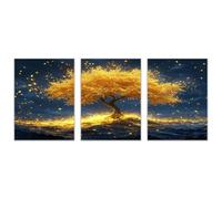 WQBQKKX 3 Piezas Cuadros Decoracion Salon Lienzos Modernos Arbol de la vida Árbol dorado Cuadro Impresión Artística Imagen Decoracion de Pared Cocina（Rojo 8-60x80cmx3 Sin marco