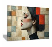 WQBQKKX Africana Mujer Negra Cuadros Lienzo Mujer abstracta Cuadro Impresión Artística Imagen Decoracion de Pared Cocina（Beige 25-70x100cm Enmarcado