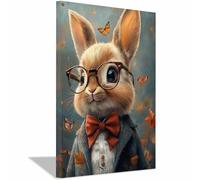 WQBQKKX Animal conejo Cuadro Moderno Lienzo decorativos Colorido y tierno Cuadro Impresión Artística Imagen Decoracion de Pared Cocina(Amarillo 77)-30x40cm Enmarcado