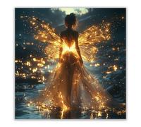 WQBQKKX AT2Lienzo Hada Dorada Brillante en el Océano, Arte Fantástico Mágico para Dormitorio & Sala de Juegos(B2)-20x20cm Sin marco