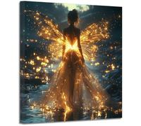 WQBQKKX AT2Lienzo Hada Dorada Brillante en el Océano, Arte Fantástico Mágico para Dormitorio & Sala de Juegos(B2)-60x60cm Enmarcado