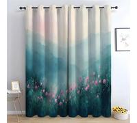WQBQKKX Cortinas Salon Líneas abstractas Montañas Dormitorio, Cocina - 3D Cortinas Cortos para Ventanas, 2 Piezas Cortina con Ojales-160Al x 100An cm (2 Paneles)