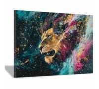 WQBQKKX Cuadro Animal Impreso Lienzo Pintura León abstracto Cuadros Pintura Carteles E Impresiones, Arte De Pared De Porche（Oro 84-70x100cm Enmarcado