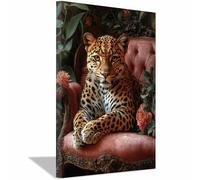 WQBQKKX Cuadro Animal Impreso Lienzo Pintura Leopardo Cuadro De Arte De Pared Para Sala De Estar Carteles E Impresiones（Verde 6-70x100cm Enmarcado