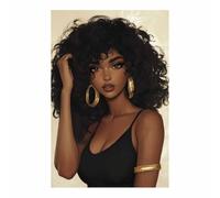 WQBQKKX Cuadro De Lienzo De Mujer Negra Africana Fresco Pinturas para Pared Dormitorio Decoracion -Retrato（Dorado 4-80x120cm Sin marco