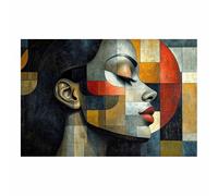 WQBQKKX Cuadro De Lienzo De Mujer Negra Africana Mujer abstracta Moderna Cuadros Decoracion Salon Dormitorios Comedor Oficina Pasillo Cocina Baño（Beige 36-60x80cm Sin marco