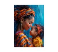 WQBQKKX Cuadro Mujer Africana Grande Mujer Hermosa Cuadro En Lienzo,Azul, amarillo Pintura ContemporáNea Para Hogar Cocina Dormitorio Como Regalo-70x100cm Sin marco