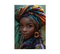 WQBQKKX Cuadros Mujer Africana Retrato de mujer negra Cuadros Salon Lienzo,Morado, negro Murales De Pared Sala De Estar Dormitorio Arte De Pared-80x110cm Sin marco