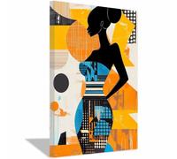 WQBQKKX Cuadros sobre Lienzo Mujer Negra Africana Minimalista Decoracion de Pared Floral Rústico Vintage para Dormitorio Salon Baño（Rojo 47-50x70cm Enmarcado